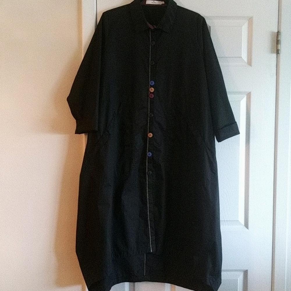 CHEYENNE, Black Maxi Dress w multi logo buttons